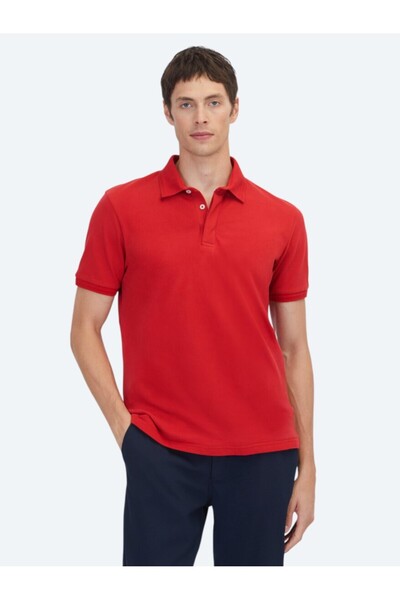 Kip Κόκκινο μονόχρωμο μπλουζάκι με γιακά πόλο 100% βαμβάκι