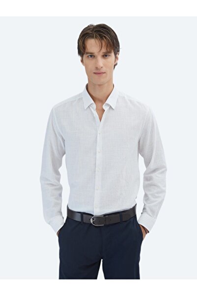 Kip Синя смугаста сорочка прямого крою з 100% бавовни