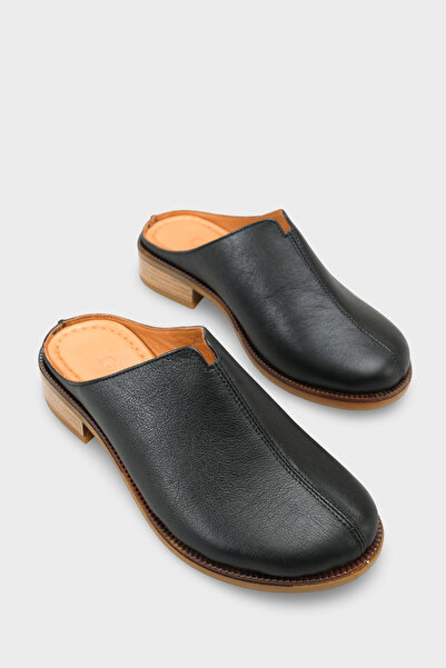 Capone Outfitters Nancey Genuine Leather Short Heeled Women's Sabo Slippers