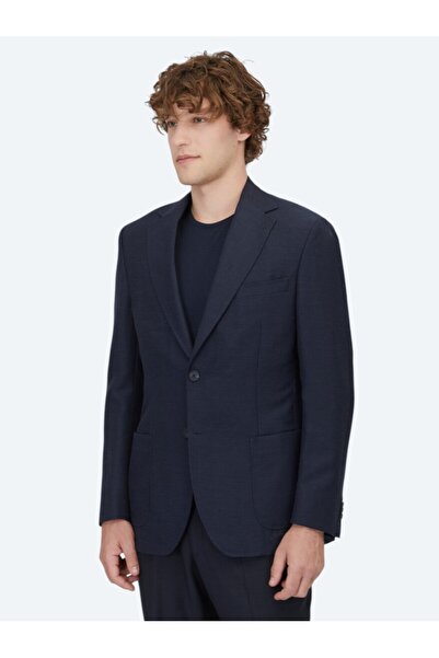 Kip سترة مصنوعة من مزيج الصوف ذات تصميم عصري بلون أزرق داكن فاتح