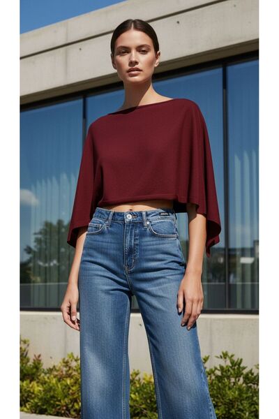 La Sarta Aven Пальто з капюшоном і рукавами-крилами, бордовий