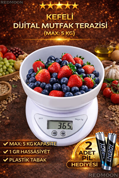 REDMOON Kefeli Ultra Lüks Dijital Ekranlı 5 Kg 1 gr Çok Şık Hassas Elektronik...
