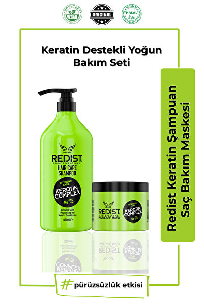 Redist Keratin Saç Bakım Şampuanı 1000 Ml + Keratin Saç Bakım Maskesi 500 Ml