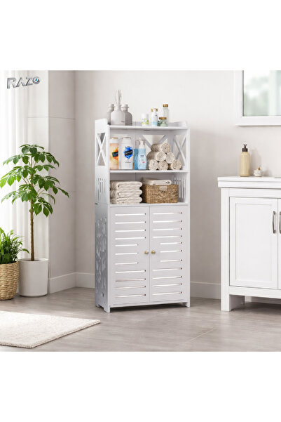 Razo Dulap dublu depozitare baie RAZO, Rafturi superioare, Dulap inferior cu 2 usi, Mobilier modern