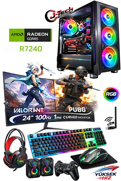 J-TECH Crystal i5 2300 16GB RAM 256GB SSD GDDR5 R7240 4GB 24" Curved Gaming O...