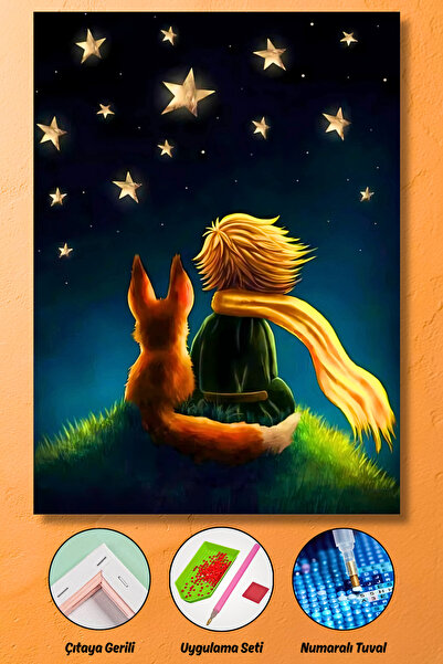 HONDEP 5D Elmas Boyama Çıtaya Gerili Hobi Seti 40x50cm Küçük Prens Full Drill...