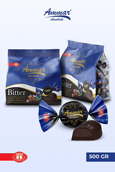 AMMAR 500 GR, Türk Kahvesi Dolgulu, %25 Kakao'lu, Bitter Çikolata Kaplamalı,G...