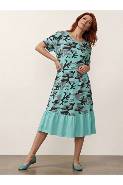 DenizEge Italian Camouflage Dress Turquoise Green
