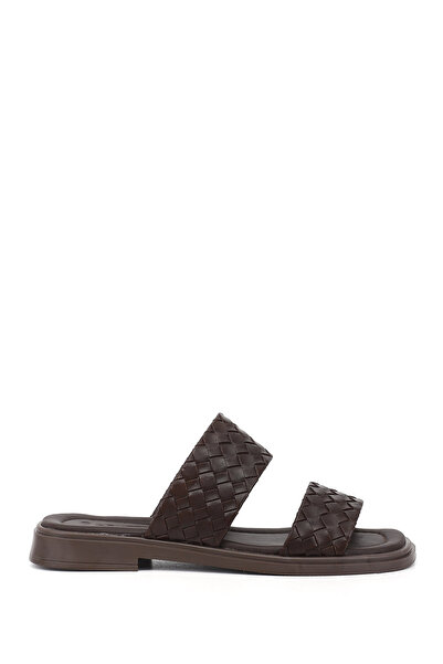 GÖNDERİ(R) Curea dublă maro pentru femei Casual papuci