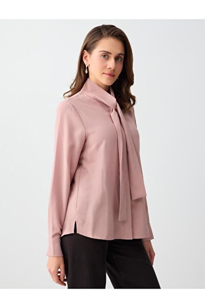 Jimmy Key Pembe Düz Kesim Boyundan Bağlı Dokuma Gömlek