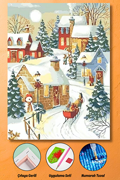 HONDEP 5D Elmas Boyama – Noel Neşesi - Yılbaşı | 40x50 cm Tuvale Gerili Premi...