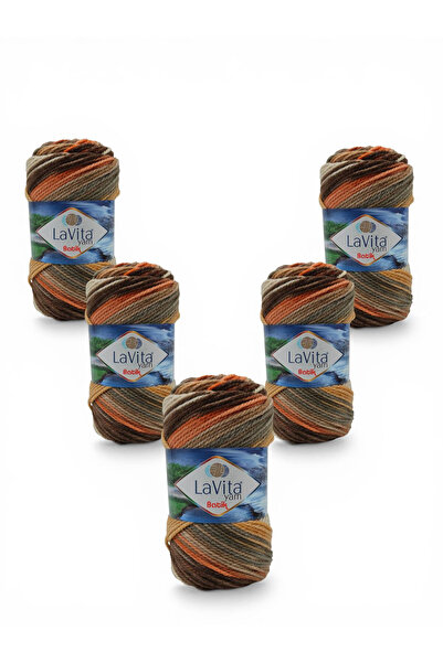 LaVita Yarn خيط تريكو يدوي من الباتيك 100% أكريليك 500 جرام 5 قطع (DG07 SKULENT)