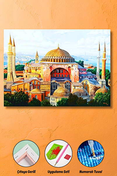 HONDEP 5d Elmas Boyama Mozaik Tablo Tuvale Gerili 40x50 Cm Ayasofya Puzzle Tu...