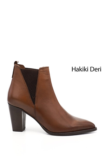 GÖNDERİ(R) أحذية تشيلسي من الجلد الطبيعي بكعب عتيق للنساء/الفتيات