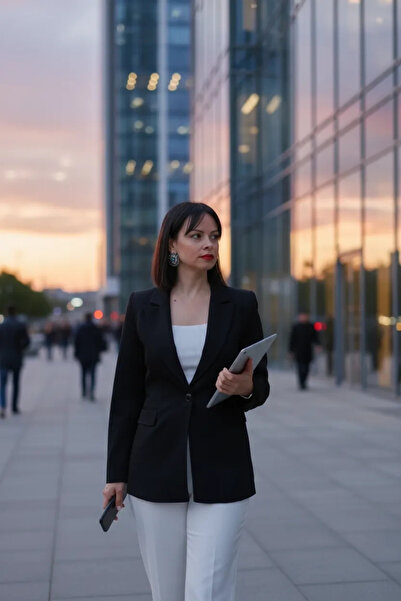 Moda Berray 1905 Siyah Kadın Büyük Beden Blazer Ceket
