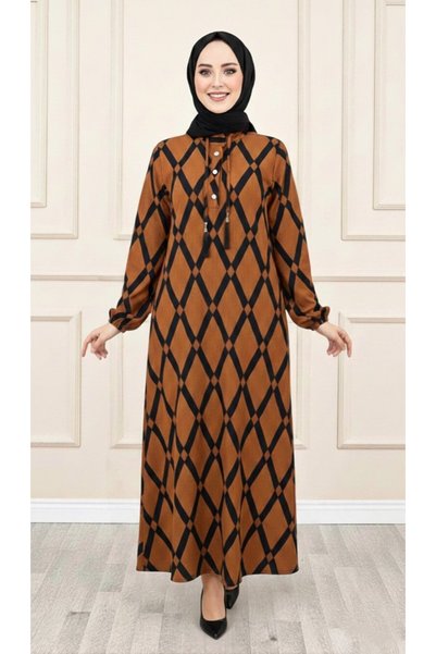 mercan moda ДРУС ДРЕСС Рокля от плат Карин с диамантен десен, с детайли от ко...