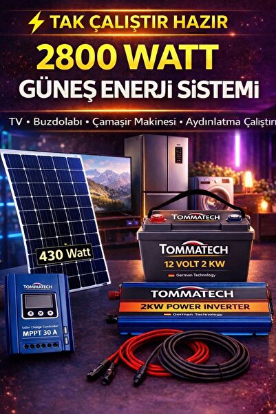 maxcam 2800 Watt Çamaşır Makinesi, TV, Buzdolabı, Bağ evi Karavan Solar Paket...