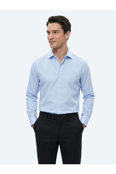 Kip Середньо-синя сорочка класичного крою з бавовняної суміші