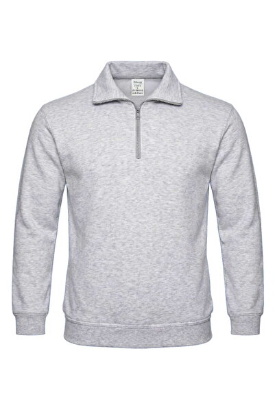 RELAXIA Erkek Sweatshirt Yaka Fermuarlı Gri