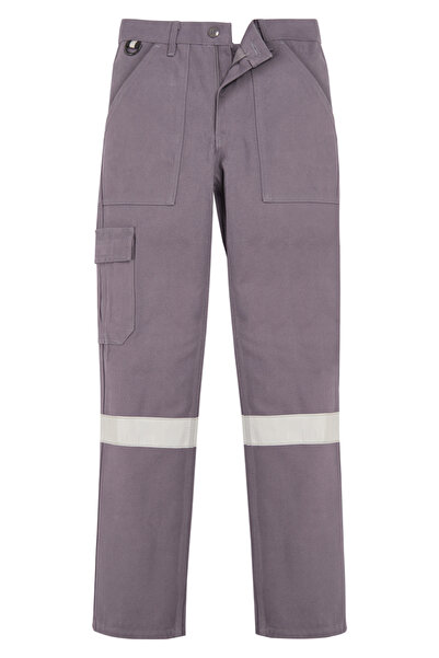 İŞMONT بنطلون عمل رجالي شتوي باللون الرمادي مصنوع من القطن بنسبة 100% مع جيوب...