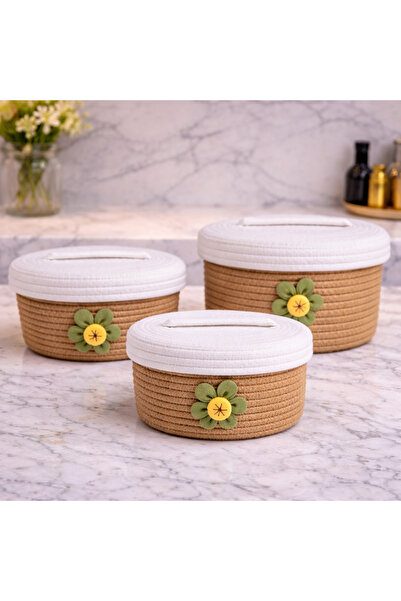 Generic French Country Style Cotton Woven Desktop Storage Basket