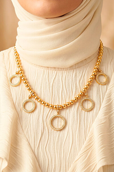 TwinsCollection قلادة 10 ملم 5 في مكان واحد - نصف ذهبي متطابق