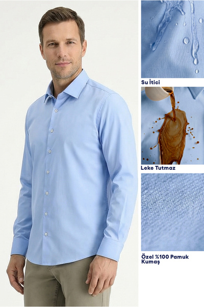 Kiğılı Μακρυμάνικο πουκάμισο Slim Fit Classic Nano Care, αδιάβροχο, ανθεκτικό...