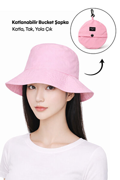 Ecrou Foldable Charm Bucket Hat Pink