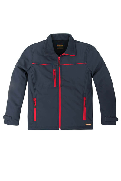 İŞMONT معطف سوفتشيل للجنسين باللون الأزرق الداكن مع سحاب كامل وجيوب عادية ويا...