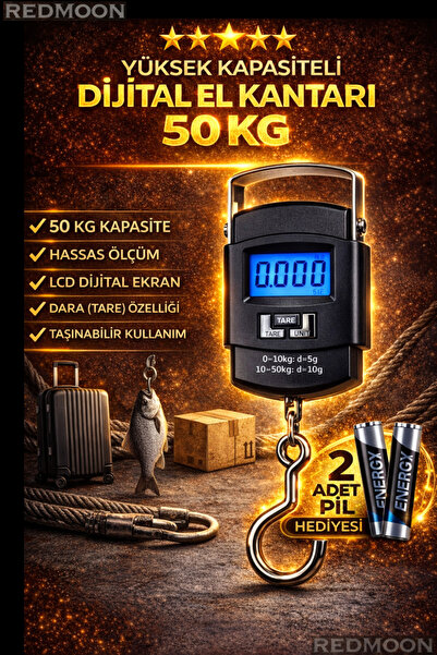 REDMOON Elektronik Dijital El Kantarı 50 Kg Terazi Tartı 10 Gr Hassasiyet