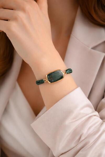 maycollection Gerçek Kantaşı Doğaltaş Yeşil Floş İp Makrome Örgü Tasarım Bile...