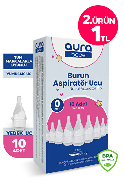 Aura Bebe Bebe Burun Aspiratör Yedek Ucu 10 Adet Tüm Markalar ile Uyumlu
