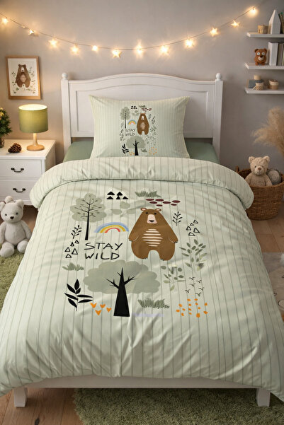 Evmila Sevimli Hayvan Desenli Çarşafsız 2'li Takım Baskılı Tek Kişilik Nevres...