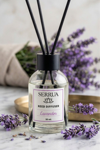 Serrua Lavanta Çubuklu Oda Kokusu Bambu Kokusu Lavander Reed Diffuser 50ml