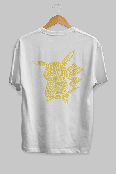 Ankhises Pocket Monster Back Štampano Bela Oversize kroj T-shirt Unisex Muška...