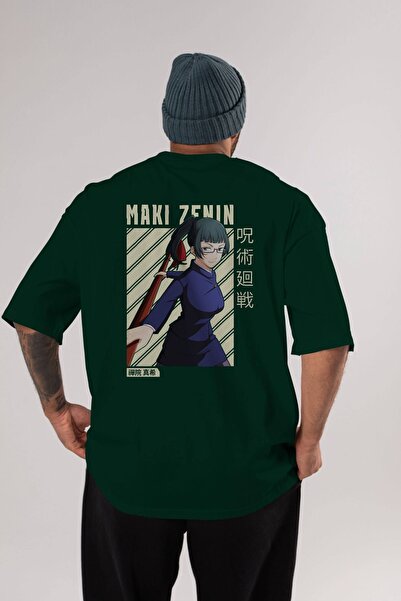 Ankhises Maki Zenin CHAİNSAWMAN Anime Back B Štampano Emerald Green He Oversi...