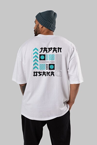 Ankhises Ιαπωνία Osaka πίσω εμπριμέ λευκό μπλουζάκι υπερμεγέθη Unisex ανδρικό...