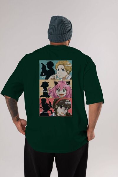 Ankhises SPY X FAMILY Anime Leđa Štampano Smaragdno Zelena Oversize kroj T-sh...