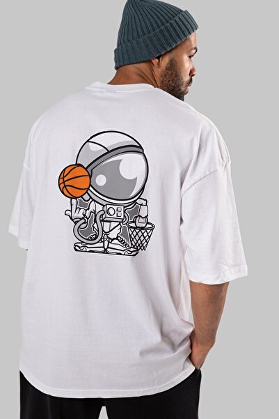Ankhises Astronaut Košarkaška Majica Štampano Bela Oversize kroj T-shirt Unis...