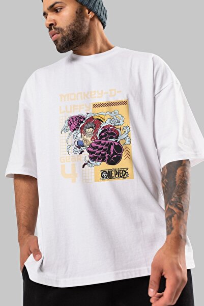 Ankhises Beli Oversize kroj Monkey D Luffy T-shirt - Unisex Muškarci Žene okr...