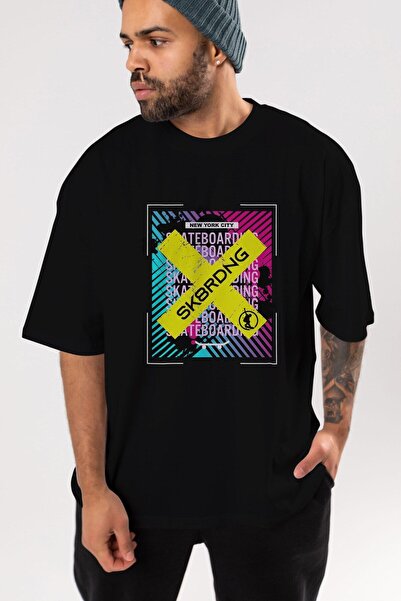 Ankhises Skateboarding Front Štampano Crna Oversize kroj T-shirt Unisex Muška...