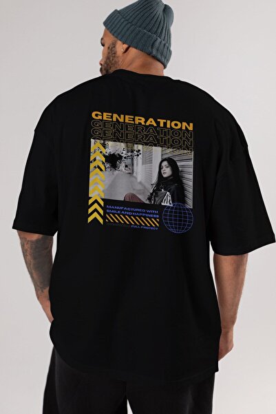 Ankhises Generacija Napisano Nazad Štampano Crna Oversize kroj T-shirt Muškar...