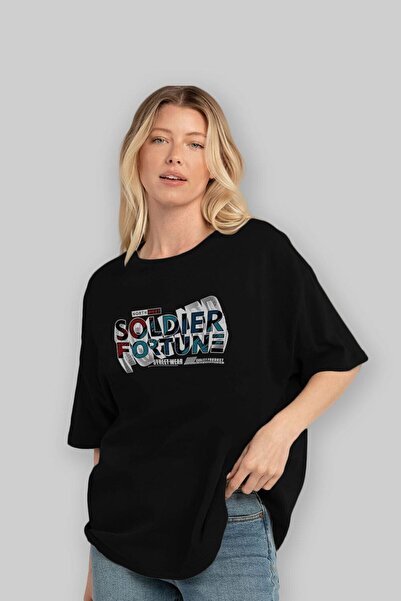 Ankhises Soldier Fortune Front Štampano Crna Oversize kroj T-shirt Unisex Muš...