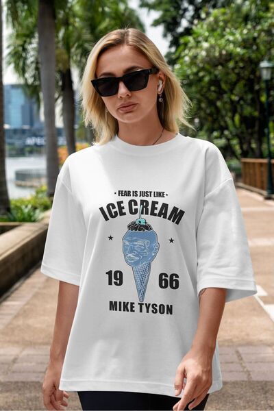 Ankhises Tyson sladoled prednja strana Štampano bela Oversize kroj T-shirt un...