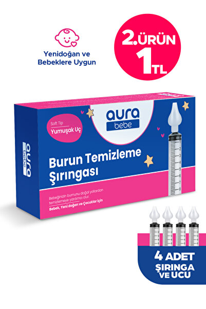 Aura Bebe Bebek Burun Yıkama Şırıngası 4'lü Nazal Aspiratör Şırınga Temizleme...