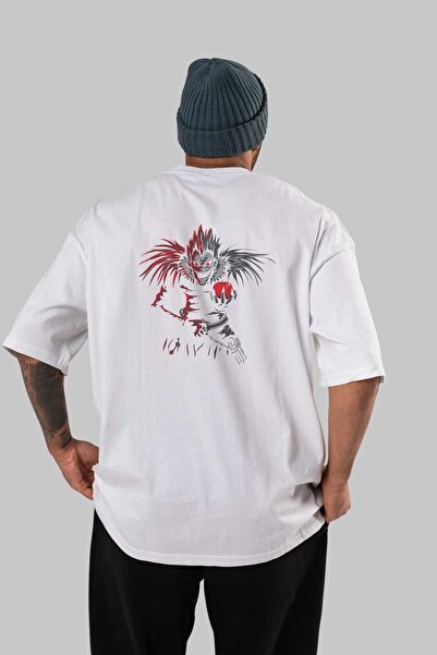 Ankhises DEATH NOTE RYUK Anime Sa deznom Bela Oversize kroj T-shirt - 100% pa...