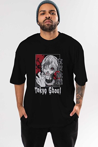 Ankhises Kaneki Ken TOKYO GHOUL Anime Prednja strana Štampano Crna Oversize k...