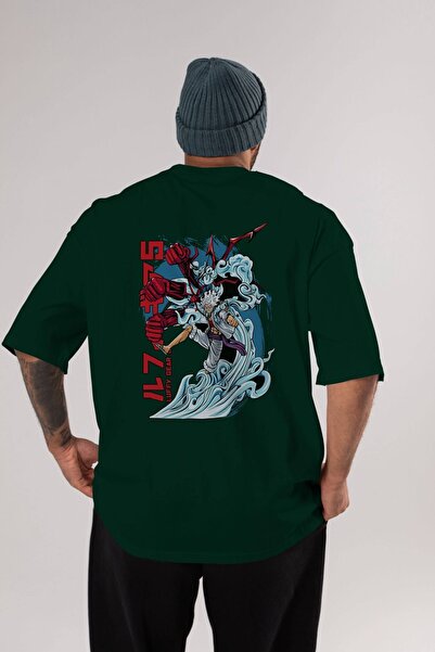 Ankhises MONKEY D. LUFFY GEAR5 2 Anime Back Štampano Emerald Green Oversize k...