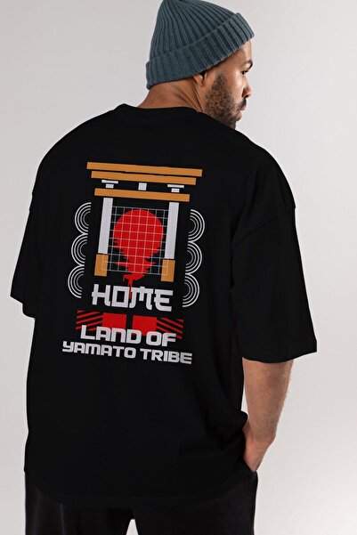 Ankhises Zemlja Yamata Leđa Štampano Crna Oversize kroj T-shirt Unisex Muškar...