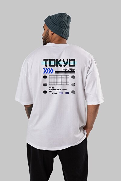 Ankhises Metropolitan Tokyo Back Štampano Bela Oversize kroj T-shirt Unisex M...